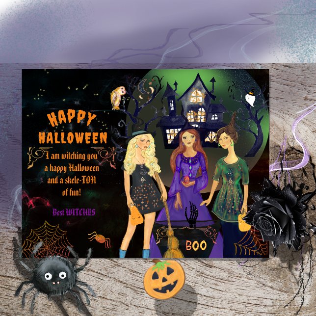 Happy halloween Best Witches Helg Vykort (Happy Halloween Best Witches Holiday Postcard)