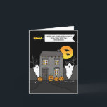 Happy halloween Birthday Grandson Kort<br><div class="desc">En enkel illustration av ett hemsökt hus på natten,  komplett med spöken,  pumpor,  fladdermus och ben. Ett flygplan flyger över huset och det har en banderoll bakom sig som säger "Lycklig Hallloween-födelsedag till en mycket speciell sonson".</div>