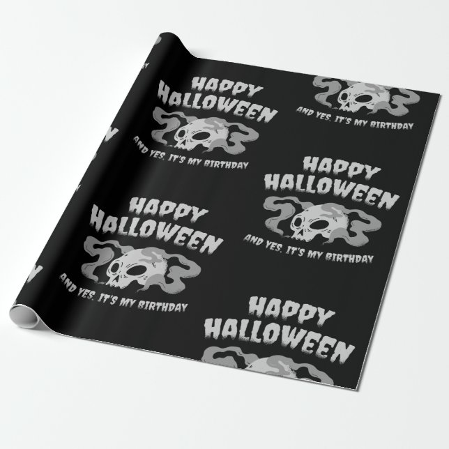 happy halloween birthday skull goth presentpapper (Utrullad)