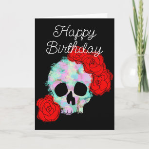 Happy halloween Birthday Skull med Ro Kort