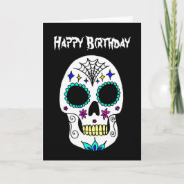 Happy halloween Birthday Sugar Skull Kort