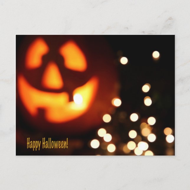 Happy halloween Black and Orange Pumpkin-vykort Vykort (Framsida)