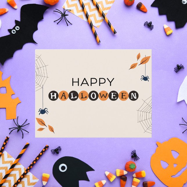 Happy halloween Black and Orange Spooky Spider Helg Vykort (Skapare uppladdad)