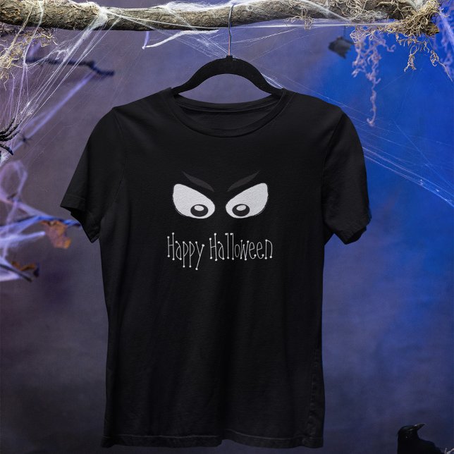 Happy halloween Black and White Ghost T Shirt (Happy Halloween Spooky ghost eyes womens t shirt)