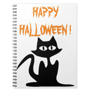 ’HAPPY HALLOWEEN’ BLACK CAT ANTECKNINGSBOK MED SPIRAL
