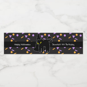 Happy halloween Black Cat Birthday Vattenflaskor Etikett