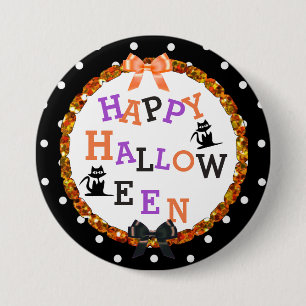 Happy halloween Black Cat Buttons Knapp