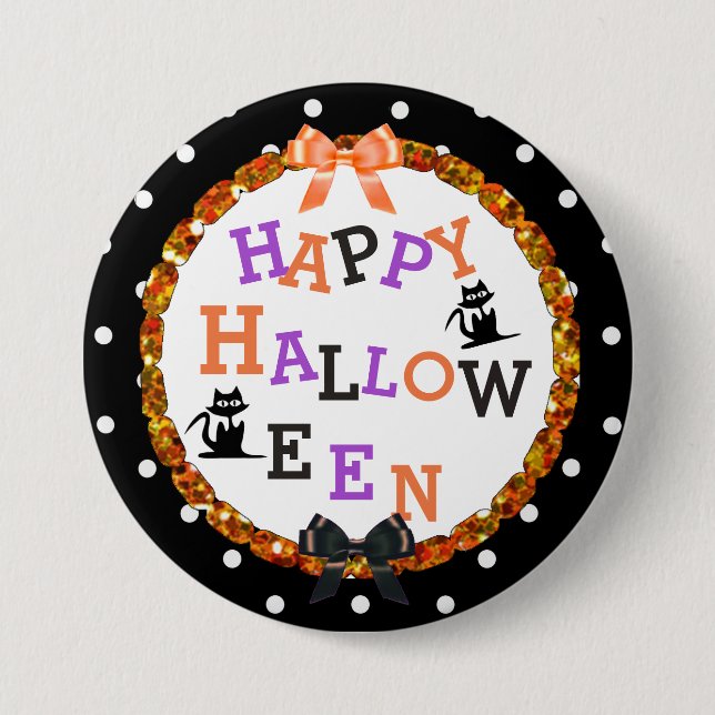 Happy halloween Black Cat Buttons Knapp (Framsida)