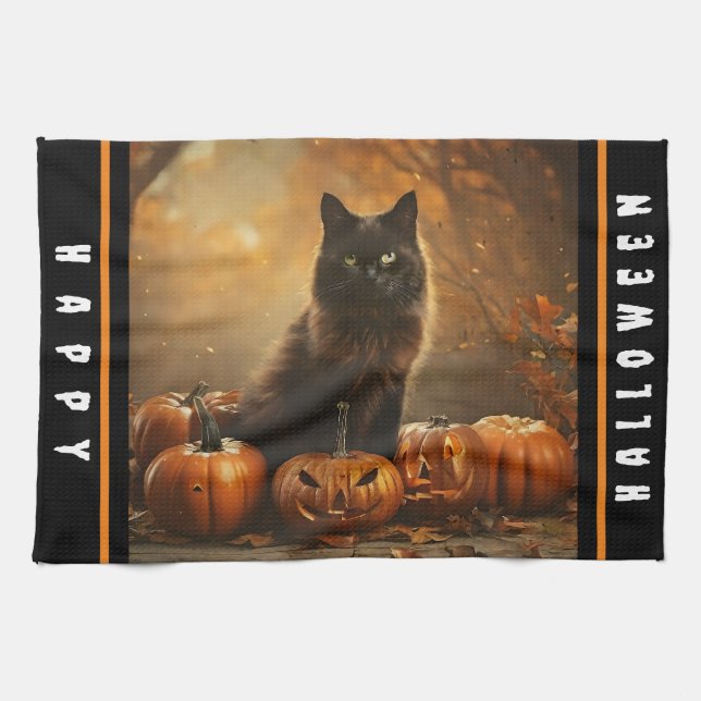 Happy halloween Black Cat Collection Kökshandduk (Horisontell)