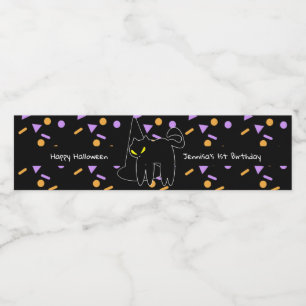 Happy halloween Black Cat Confetti Birthday Vattenflaskor Etikett