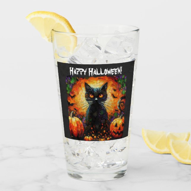 Happy halloween Black Cat Fladdermus Pumpkins Glaskopp (Framsida Ice)
