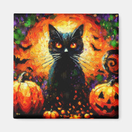 Happy halloween Black Cat Fladdermus Pumpkins Magnet