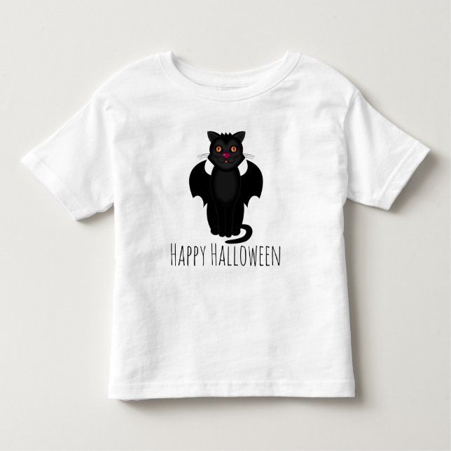 Happy halloween Black Cat Fladdermus T Shirt (Framsida)