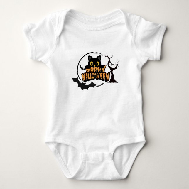 Happy halloween Black Cat & Fladdermus T Shirt (Framsida)