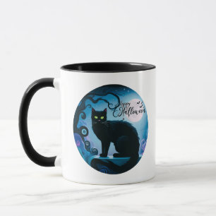 Happy halloween Black Cat Full Moon Halloween Mugg