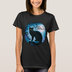 Happy halloween Black Cat Full Moon Halloween T Shirt