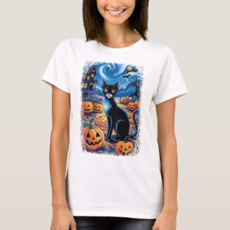 Happy halloween Black Cat Halloween Costume Women T Shirt