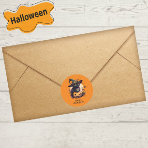 Happy halloween Black Cat Jack-o-Lantern Orange Runt Klistermärke