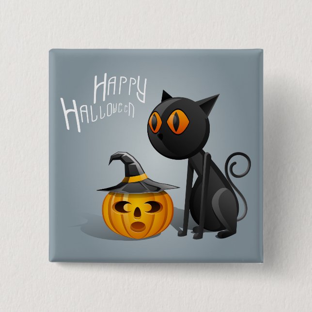 Happy halloween Black Cat Knapp (Framsida)