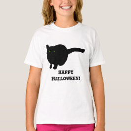 Happy halloween Black Cat med Grönt Ögon Shirts T Shirt