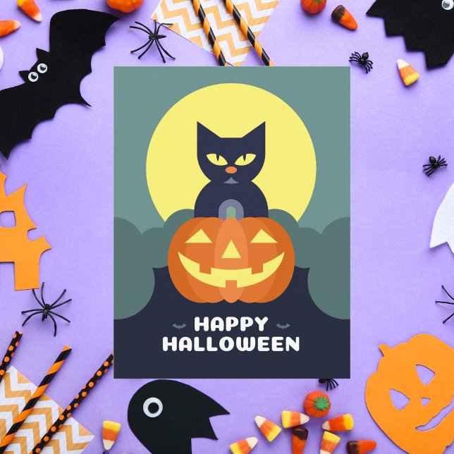 Happy halloween Black Cat och Pumpkin Helg Vykort (Skapare uppladdad)