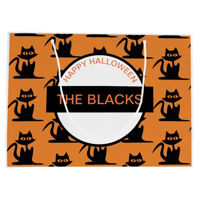 HAPPY HALLOWEEN BLACK CAT PERSONLIZABLE Gift Bag (Baksidan)