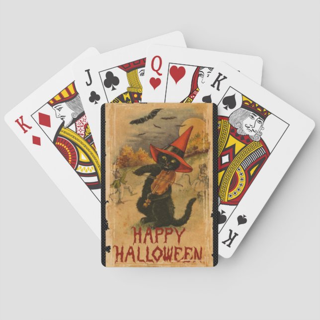 Happy halloween Black Cat Piddle Fladdermus Kortlek (Baksidan)