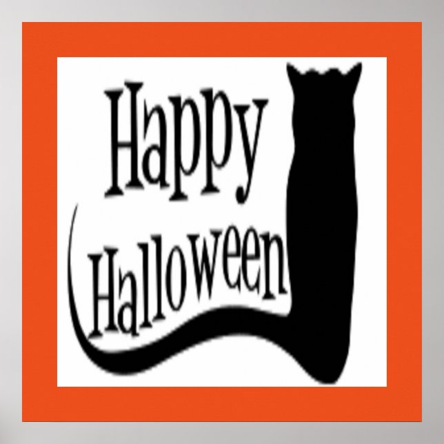 ’HAPPY HALLOWEEN’ BLACK CAT POSTER (Framsidan)