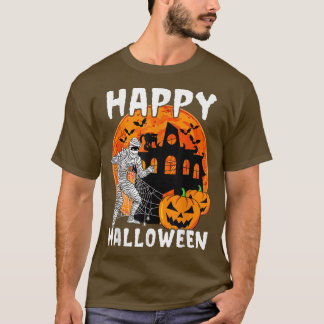 Happy halloween Black Cat Pumpkin Mummy Fladdermös T Shirt