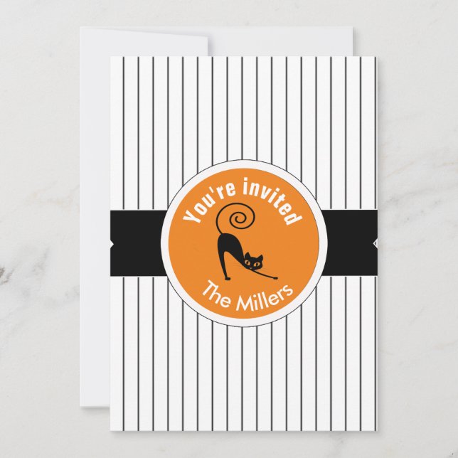 Happy halloween Black Cat & Rand ID686 Inbjudningar (Framsida)