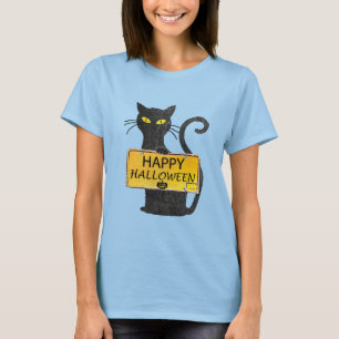 Happy halloween Black Cat Rustic Sign Shirt T-shirt