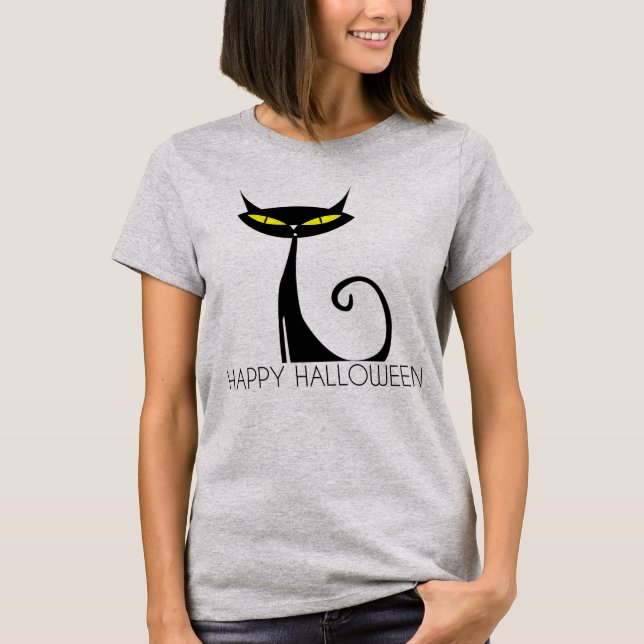 Happy halloween Black Cat Shirt Tee (Framsida)