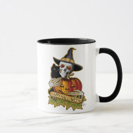 Happy halloween Black Cat, Skull och Pumpkin Mugg