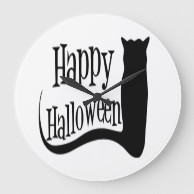 ’HAPPY HALLOWEEN’ BLACK CAT STOR KLOCKA (Framsida)
