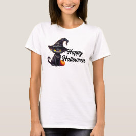 Happy halloween Black Cat T Shirt