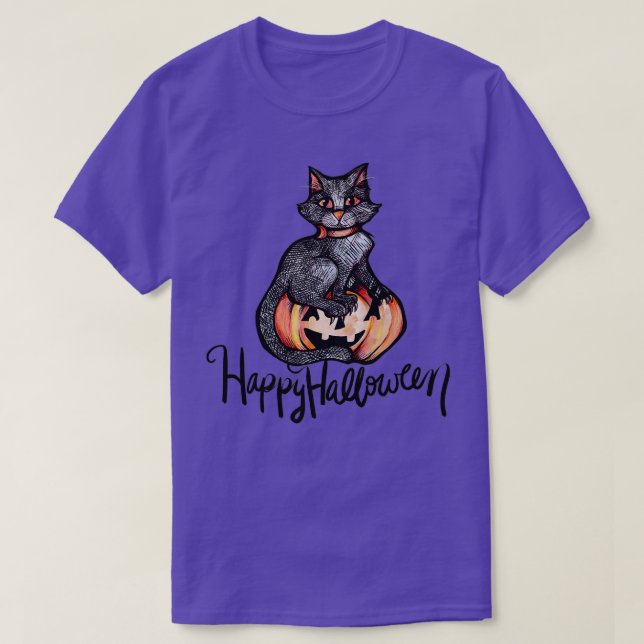 Happy halloween Black Cat T Shirt (Design framsida)