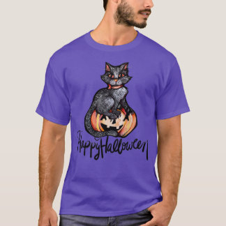 Happy halloween Black Cat T Shirt