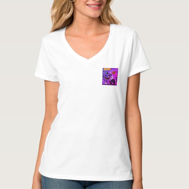Happy Halloween , Black Cat,  T Shirt (Framsida)
