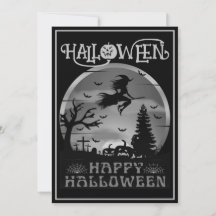 Happy halloween Black Grått Witch Broom Cemetery
