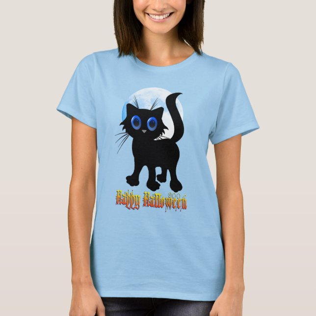 Happy halloween Black Kitten Shirts T Shirt (Framsida)
