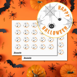 Happy halloween Black & Orange Round Stickers Runt Klistermärke