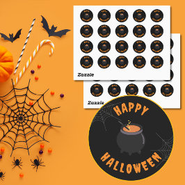 Happy halloween Black & Orange Round Stickers Runt Klistermärke
