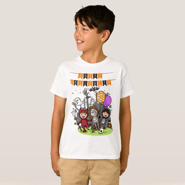 Happy halloween Black Orange T Shirt (Hel framsida)