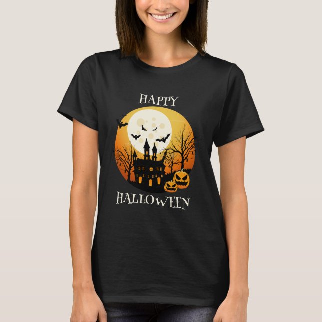 Happy halloween Black Orange T Shirt (Framsida)