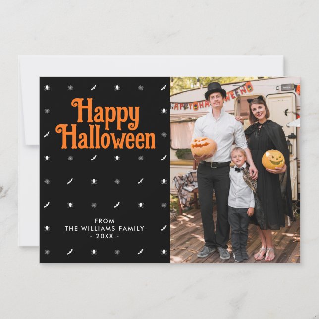 Happy halloween Black Photo Helgdag Card Julkort (Framsida)