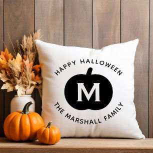 Happy halloween Black Pumpkin Family Monogram Kudde