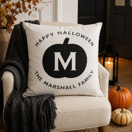 Happy halloween Black Pumpkin Family Monogram Kudde