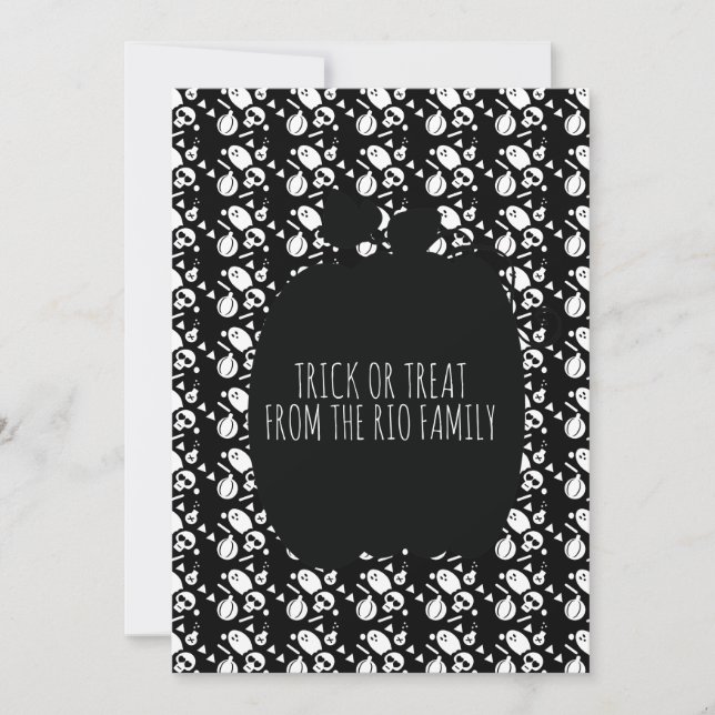 Happy halloween Black Pumpkin Skull Mönster-kort (Framsida)