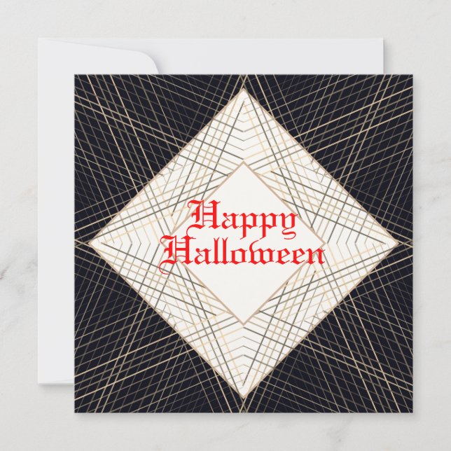 Happy halloween Black Red elegant classy art deco Kort (Framsida)