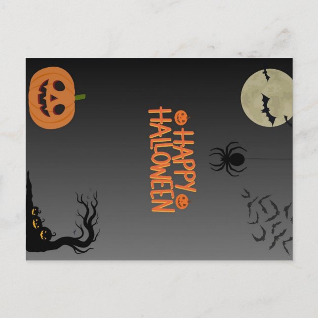 Happy Halloween Black Vykort (Framsida)